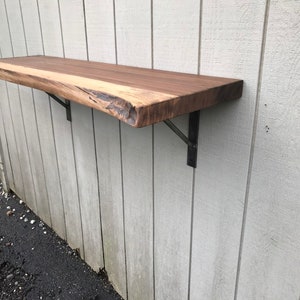 Live Edge Wall Mounted Desk Walnut Table Shelf Reclaimed Wood Floating Desk Walnut Table The Lodge Mantel image 8