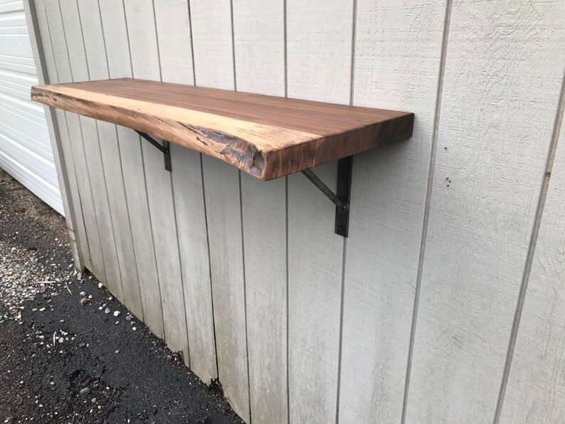 Live Edge Wall Mounted Desk Walnut Table Shelf Reclaimed Wood Floating Desk Walnut Table The Lodge Mantel image 8