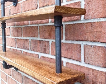 Pipe Bookshelf with Reclaimed Wood and Repurposed Pipe, Rustic Industrial Design