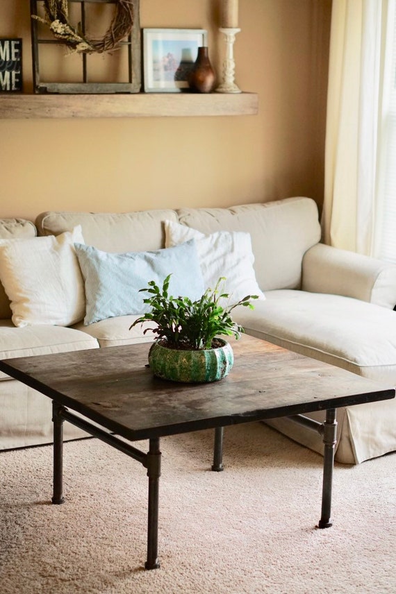Square industrial 2024 coffee table