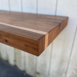Thick Wood Floating Vanity for Basin Sink - Wall Mounted Floating Vanity - Walnut Floating Sink Vanity Box Style