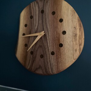 Unique Wall Clock Silent Wall Clock Wood Wall Clock Gift Oak Maple Walnut Round Slab Clock image 5