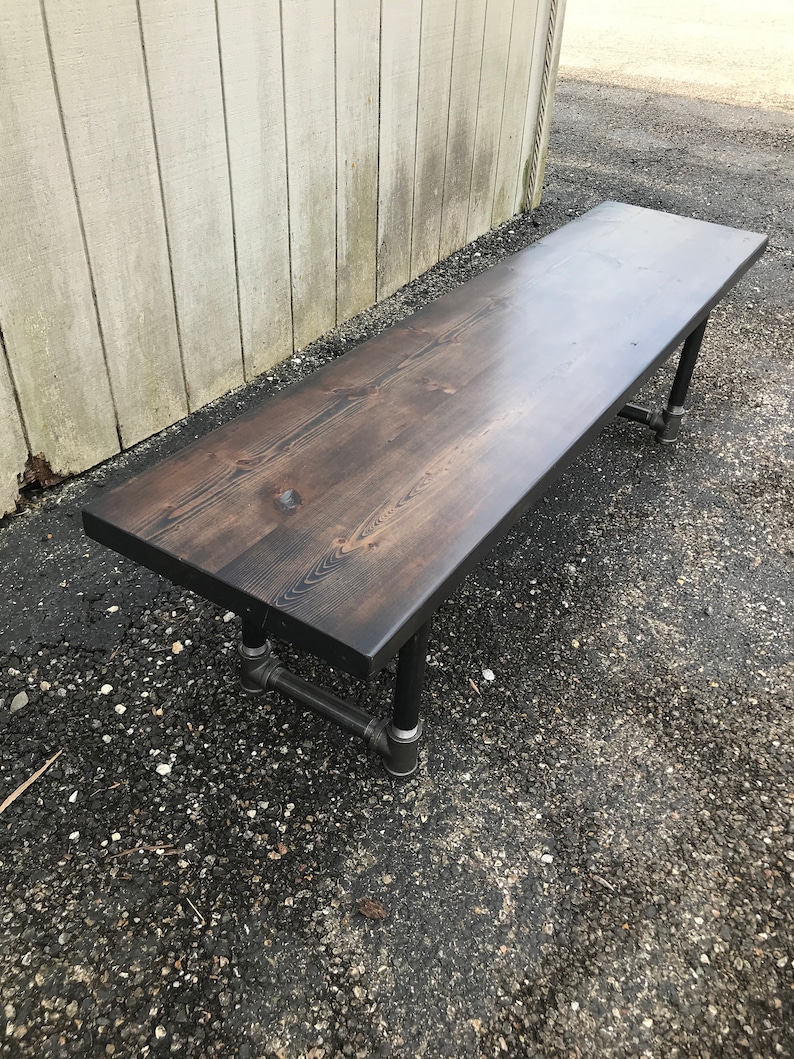 Reclaimed Wood Entry Bench – Farmhouse Style, Iron Legs bild 1