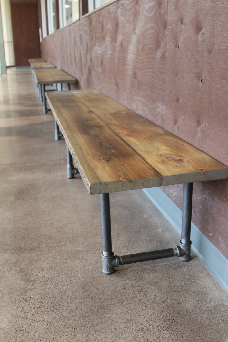 Reclaimed Wood Entry Bench – Farmhouse Style, Iron Legs bild 2
