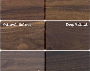 May include: Six wood stain color samples: Blackened Chestnut, Vintage Cigar, Natural Walnut, Deep Walnut, Weathered, and Dark Espresso.
