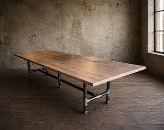 Reclaimed Wood Conference Table | Custom Office Table | Solid Wood Desk | Industrial Modern Table | Walnut Oak Maple | 6ft 7ft 8ft