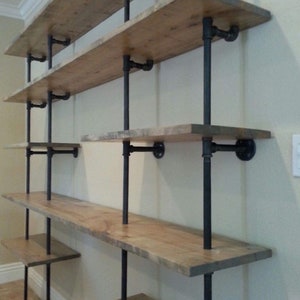 Large Floor to Ceiling Bookcase Reclaimed Wood Bookshelf Pipe Wall Bookshelf Shelf Built In Industrial Shelving Store Display Hemingway image 9