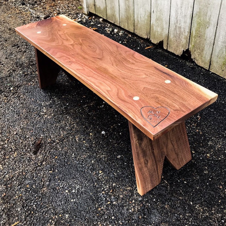 Reclaimed Wood Rustic Farmhouse Bench with Live Edge Slab | Etsy