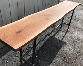 Live Edge Foundry Table Living Edge Reclaimed Bar Table Living Edge Hardwood Solid Black Walnut Cherry Bar Table Pub Table Sofa Table