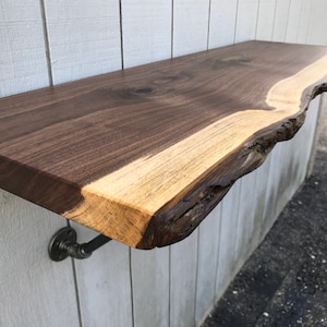 Live Edge Wall Mounted Desk Walnut Table Shelf Reclaimed Wood Floating Desk Walnut Table The Lodge Mantel image 5