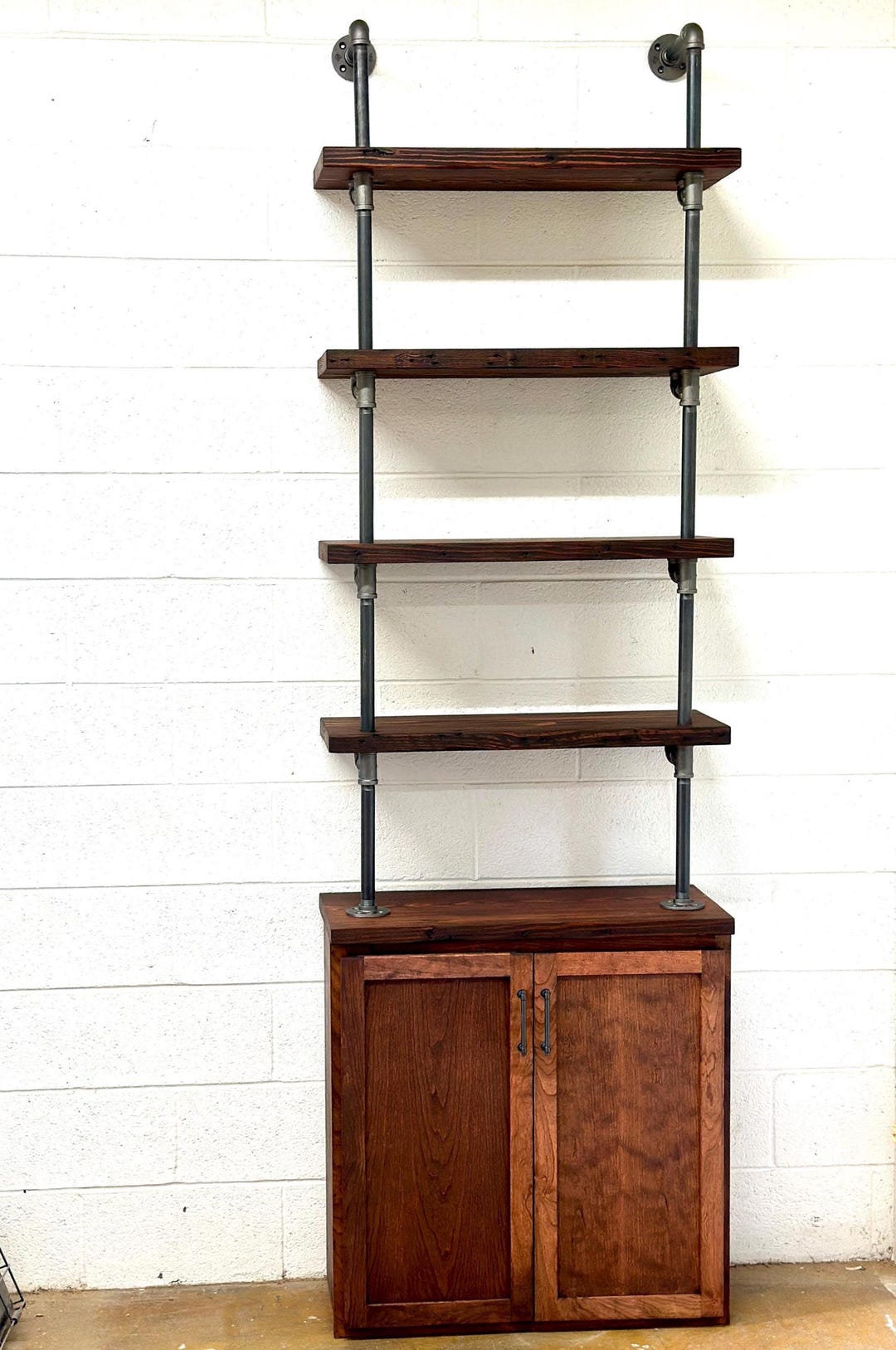 Reclaimed Wood & Pipe Shelving Unit With Cabinet | Industrial Design - Etsy