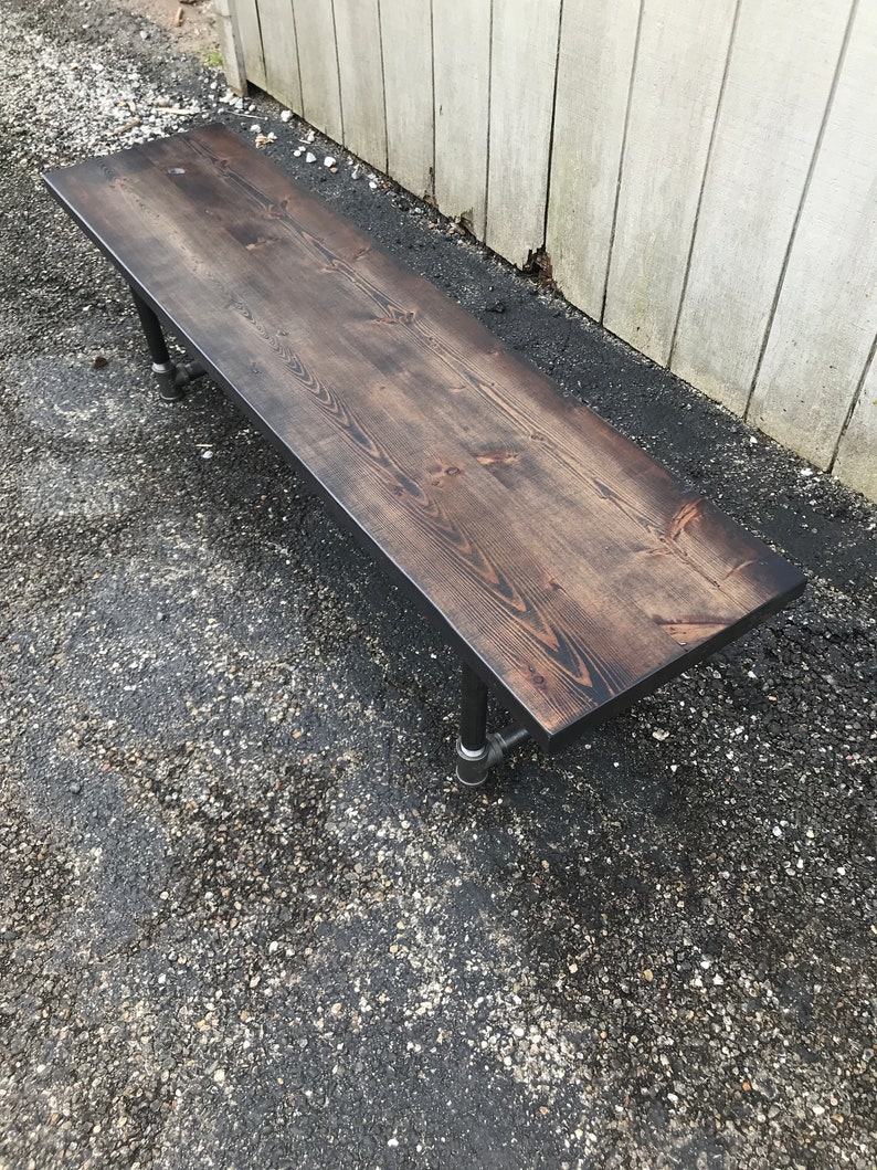 Reclaimed Wood Entry Bench – Farmhouse Style, Iron Legs bild 8