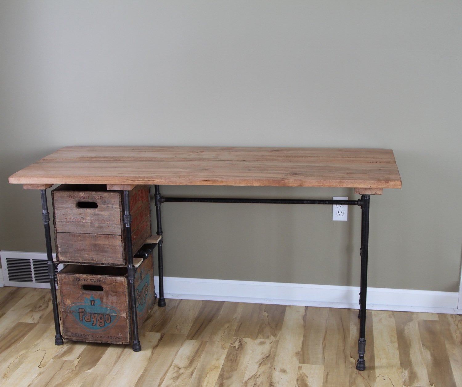 Recycled Teak Wood Brux Art Deco Writing Desk with 3 Drawers by