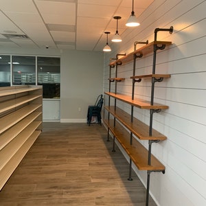 Large Wall Mounted Bookshelf - Reclaimed Wood Bookshelf Pipe Bookshelf Shelf Built In Industrial Shelving TV Stand Desk Storage
