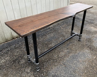 The Foundry Table Reclaimed Bar Table Solid Black Walnut Dining Table Bar Table Conference Table Walnut Table Walnut Desk Live Edge Slab