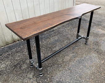 The Foundry Table Reclaimed Bar Table Solid Black Walnut Dining Table Bar Table Conference Table Walnut Table Walnut Desk Live Edge Slab