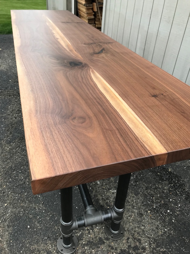 Walnut Slab Table Dining Table, Reclaimed Walnut Live Edge Slab, Foundry Table 