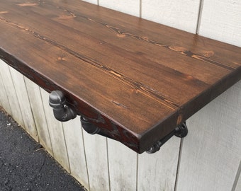 The Lodge Mantel Wall Mounted Bar Table Floating Desk Shelf - Reclaimed Wood Floating Desk