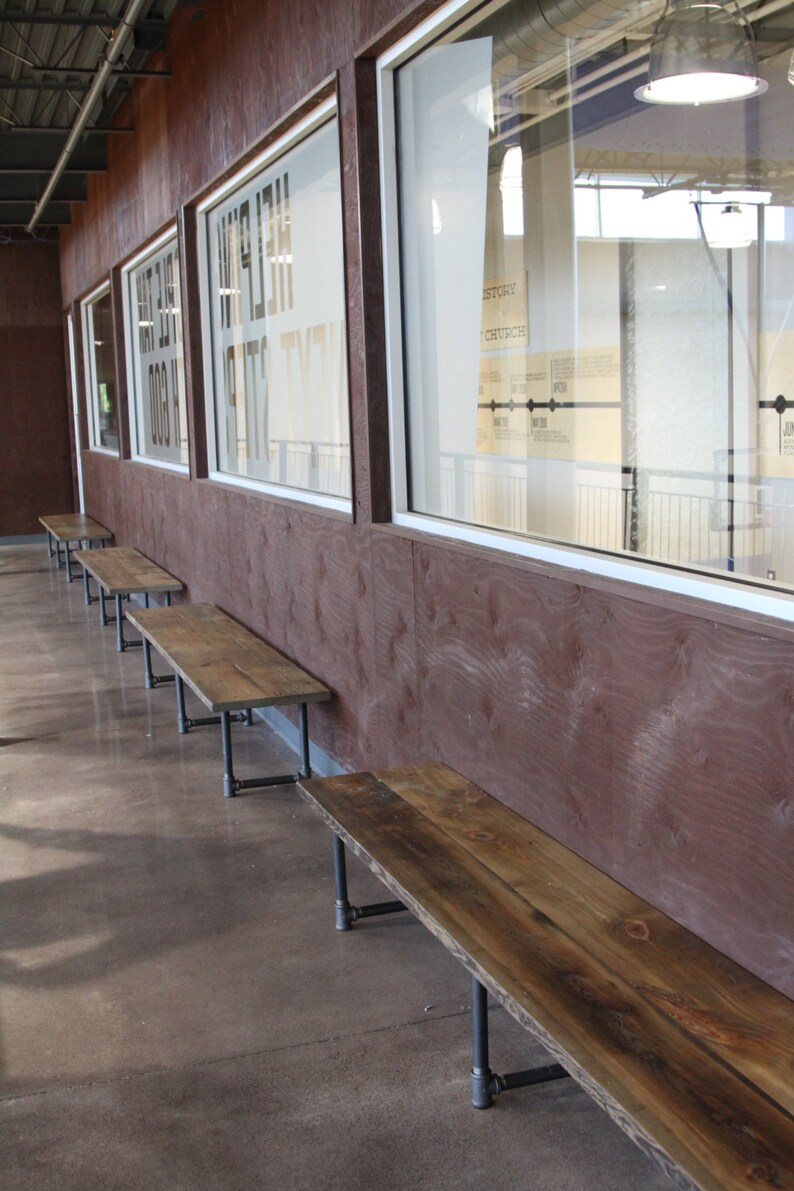 Reclaimed Wood Entry Bench – Farmhouse Style, Iron Legs bild 7