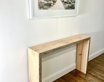 Reclaimed Wood Narrow Entry Table: Minimalist Waterfall Console