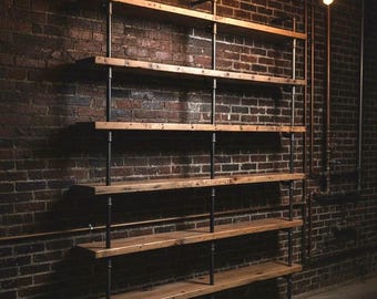 Reclaimed Wood Wall Mount Bookcase: Industrial Pipe Shelf - The Hemingway