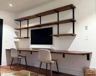 Solid Wood Bookshelf and Desk, Custom Shelving, Farmhouse Shelf