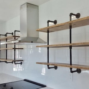 Reclaimed Wood and Pipe Wall Mount Bookshelf