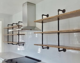 Reclaimed Wood and Pipe Wall Mount Bookshelf
