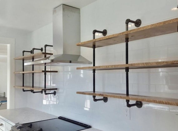 Reclaimed Wood and Pipe Bookshelf Wall Mount Bookshelf Black or