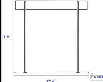 Trapeze Shelf - Rift Sawn Oak - Custom Size L42xD7xH48, Black Powder Coat