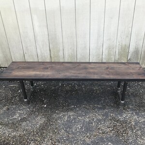 Reclaimed Wood Entry Bench – Farmhouse Style, Iron Legs bild 4