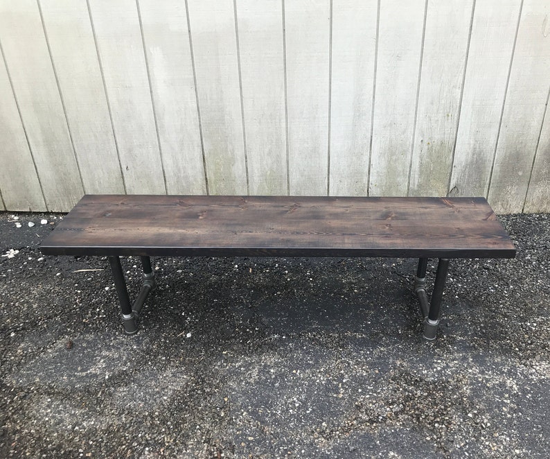 Reclaimed Wood Entry Bench – Farmhouse Style, Iron Legs bild 4