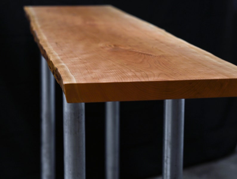Live Edge Cherry Slab Reclaimed Bar Table Rustic Image 0