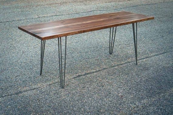 Black Walnut Dining Table With Hairpin Legs Reclaimed Black Etsy