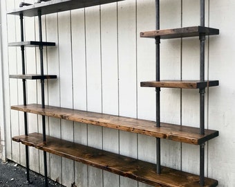 Custom Closet Shelf, Hemingway Wall Mount Bookshelf, Reclaimed Wood Bookshelf, Pipe Wall Unit Built In Bookshelf