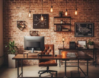 Reclaimed Rustic Wood L-Shaped Desk — Custom Industrial Office Desk, Handcrafted Solid Wood Corner Desk