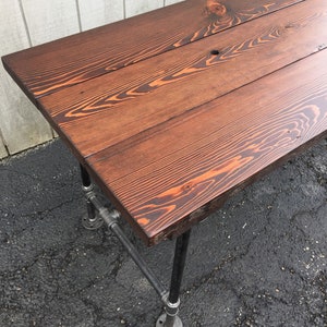 Industrial Solid Wood Desk,  Pipe Leg Desk, Reclaimed Wood Office Desk, Rustic Desk, Custom Tortured Wood L Desk