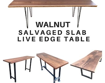 Live Edge Walnut Table with Reclaimed Wood & Bar Height Living Edge Sofa Table Walnut with Live Edge Countertop