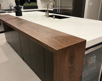 Waterfall Oak Slab Countertop - Butcher Block Tabletop - Live Edge Walnut Bar Kitchen Island Maple Butcher Block