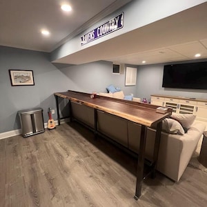 Behind Couch Table - Bar Table - Sofa Table - Wood Counter Table for Stools, Reclaimed Wood Living Edge