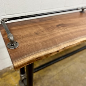 Custom Walnut Pub Table - Industrial Bar Table - Behind Couch Table - Live Edge Bar Table