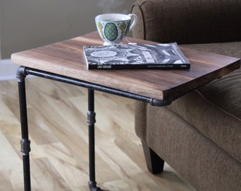 Walnut C Table Laptop Desk: Natural Wood Couch Table