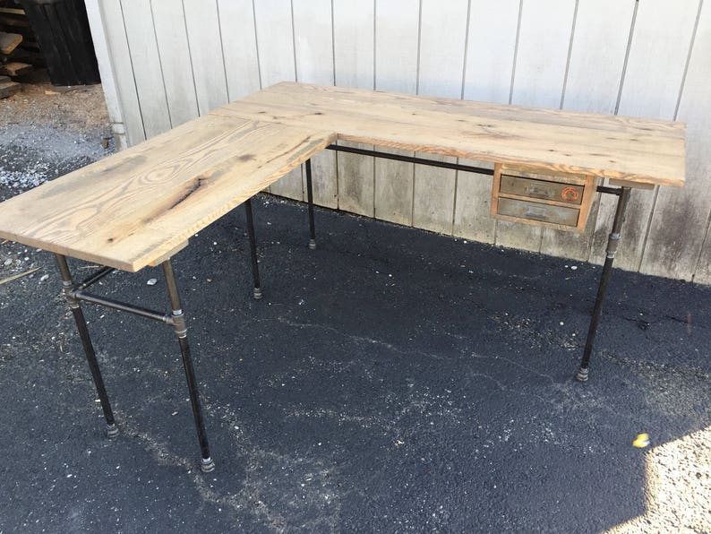 The Elle Desk Reclaimed Wood L Shaped Office With Optional Drawer