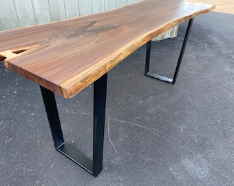 Bar Table Solid Walnut Wood - Live Edge Slab Table, Conference Table,  Communal