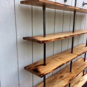 Large Floor to Ceiling Bookcase Reclaimed Wood Bookshelf Pipe Wall Bookshelf Shelf Built In Industrial Shelving Store Display Hemingway image 7