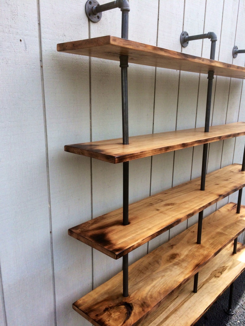 Large Floor to Ceiling Bookcase Reclaimed Wood Bookshelf Pipe Wall Bookshelf Shelf Built In Industrial Shelving Store Display Hemingway image 7