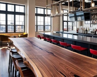 The Foundry Table Rustic Walnut Bar Table - Steel Industrial Bar Table