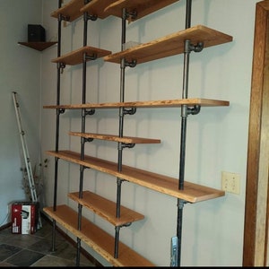 Large Pipe Bookshelf - Reclaimed Wood Bookshelf - Asymmetrical Bookshelf Custom Designs