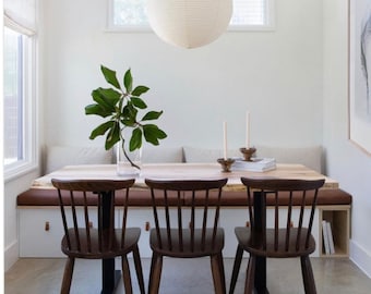 Maple Dining Table - Ambrosia Figured Maple Live Edge Slab - Scandinavian Danish Mid Century Modern Wood Legs