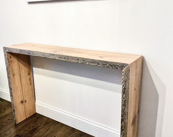 Console Table Reclaimed Wood, Minimalist Modern Plank Entry Table, Narrow Sofa Table